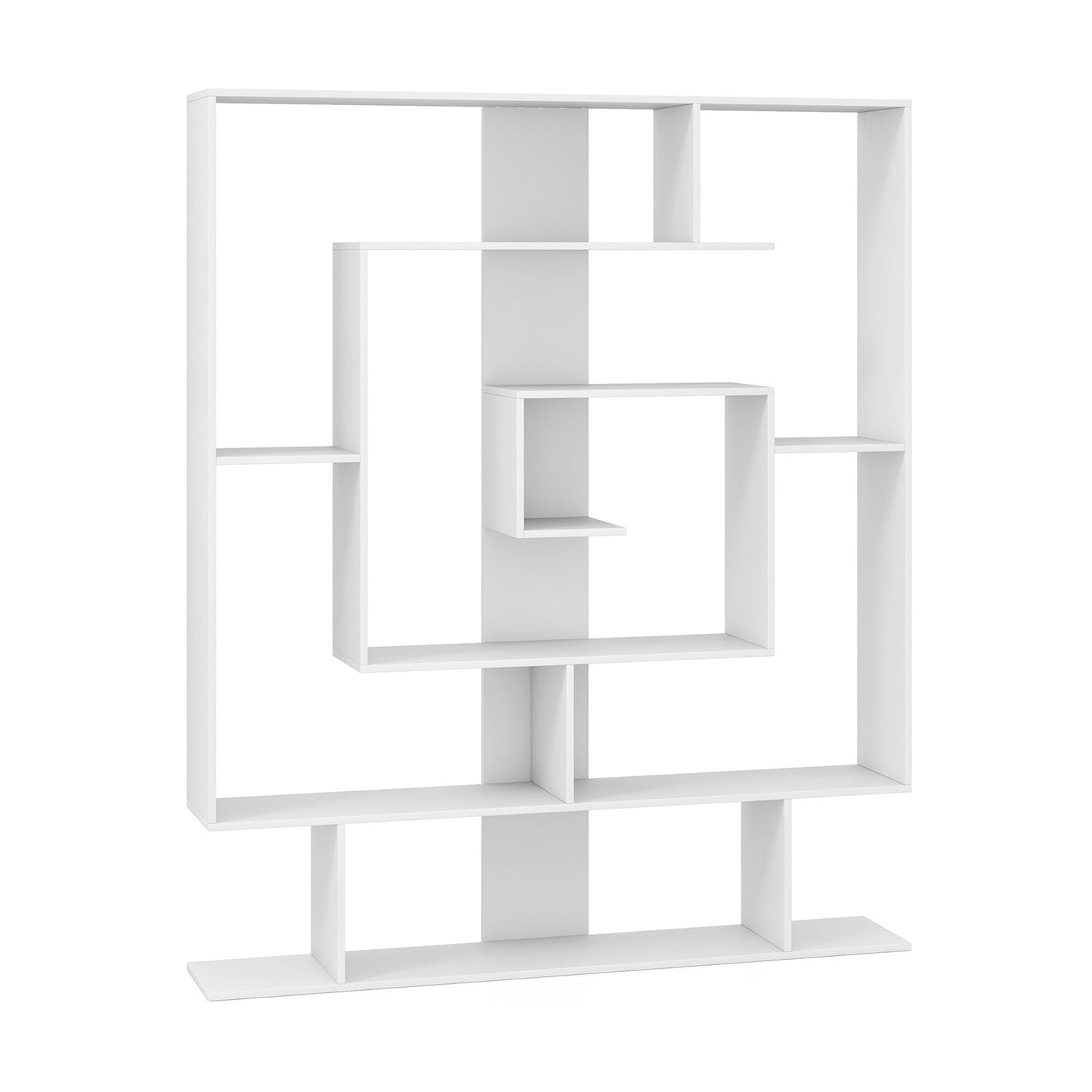 7-Tier Geometric Bookshelf with 2 Anti-Tipping Kits-White