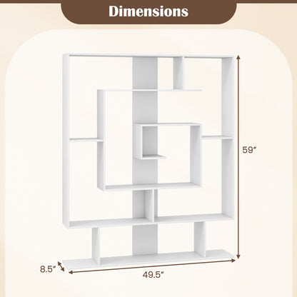 7-Tier Geometric Bookshelf with 2 Anti-Tipping Kits-White