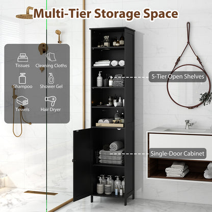 7-Tier Tall Freestanding Cabinet-Black