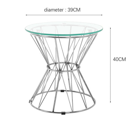 Round End Table Coffee Table Gold/Silver Based Side Table
