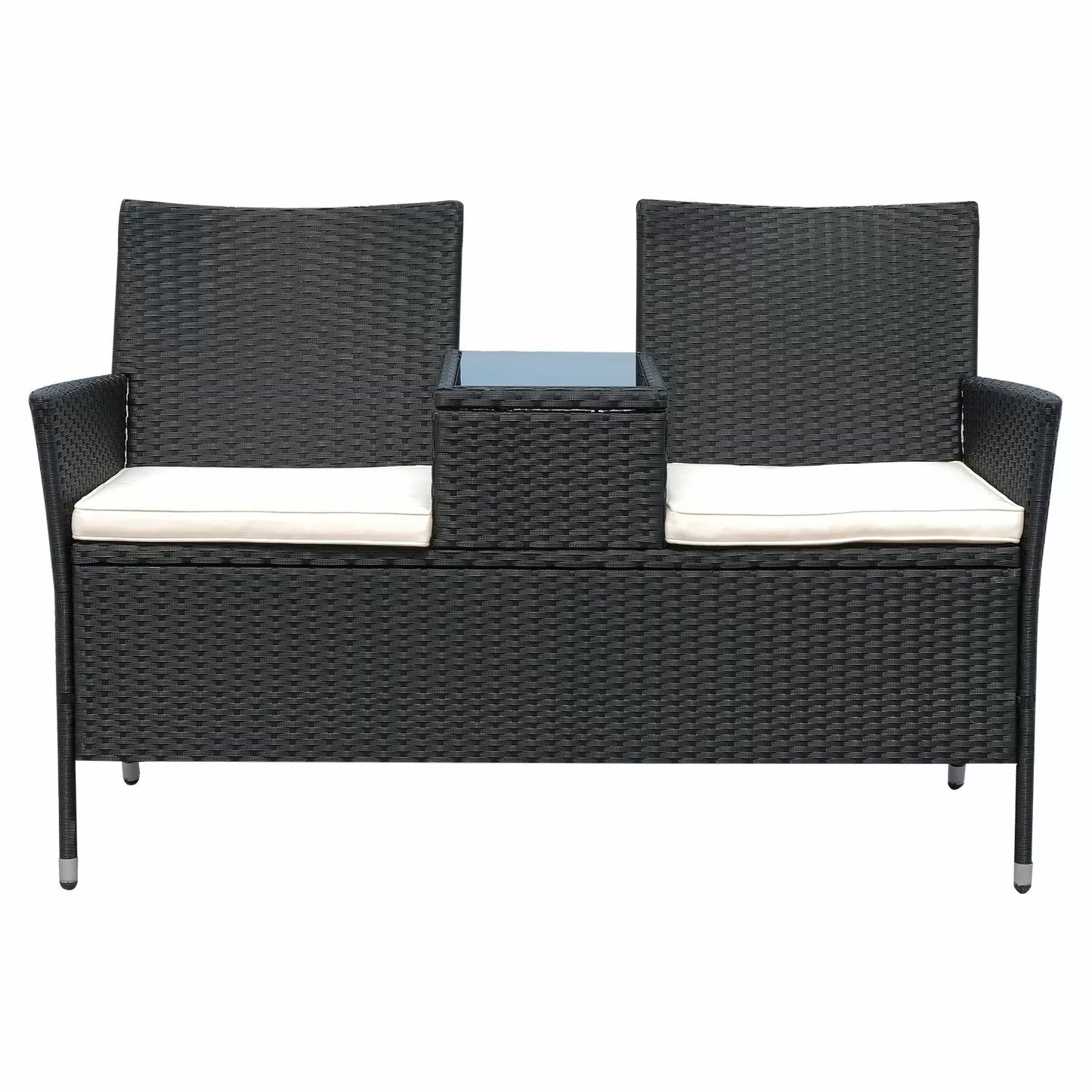 2-Seater Rattan Companion Chair - Black, Brown or Grey