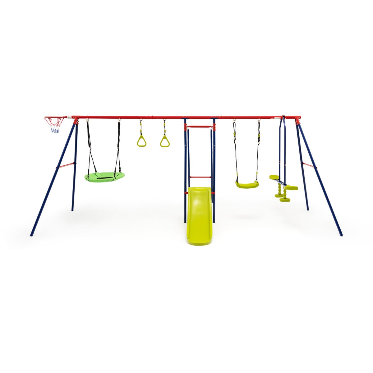 7-in-1 Kids Swing Set with 2 Swings for Kids Aged 3-10 Years Old