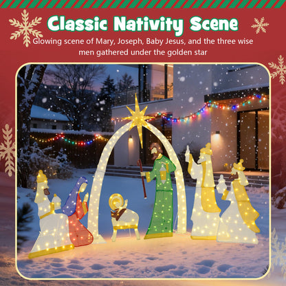 7 Pcs Lighted Nativity Scene with 310 Warm White LED Lights
