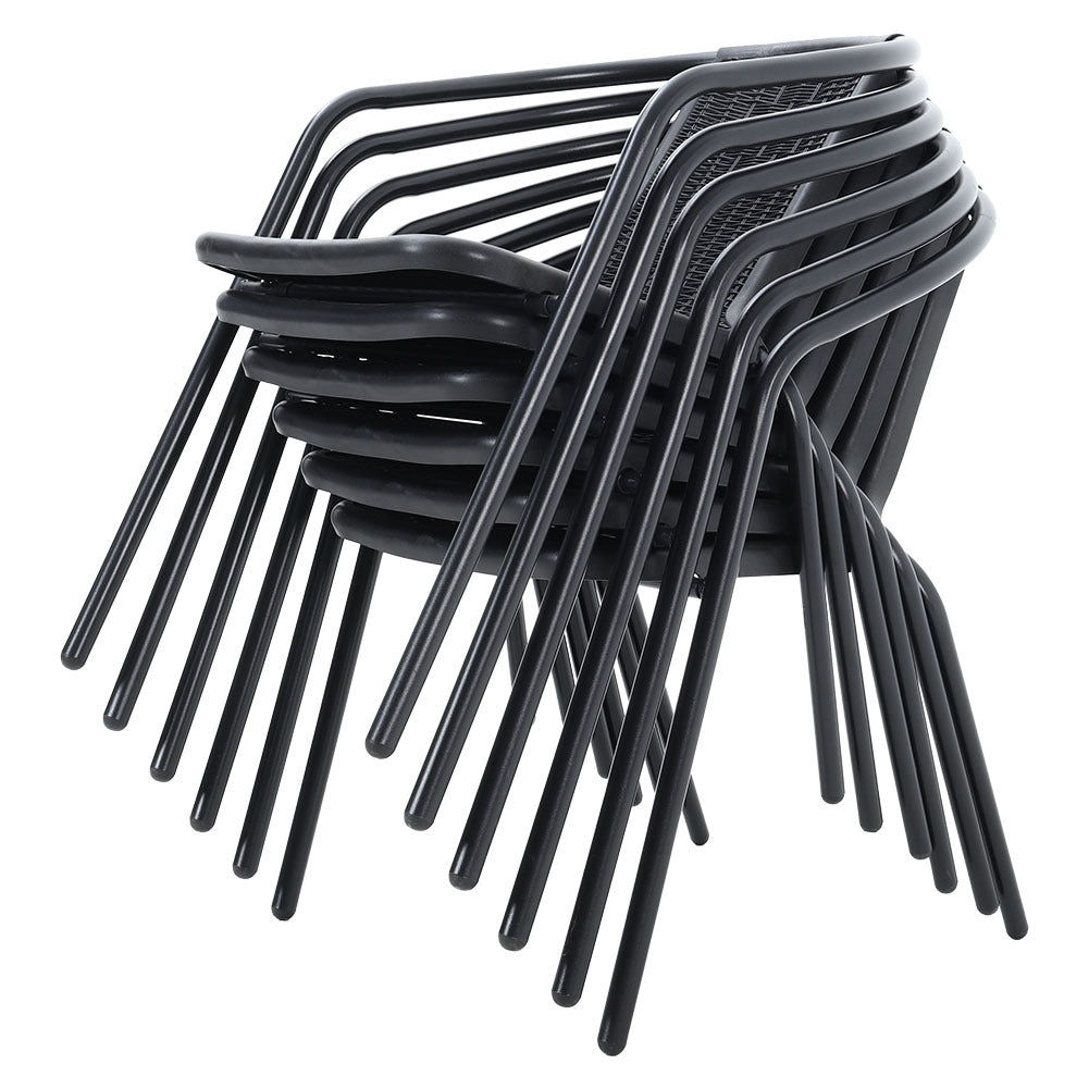 Set of 6 Stacking Patio Dining Side Chairs for All Weather Outdoor Bistro Garden