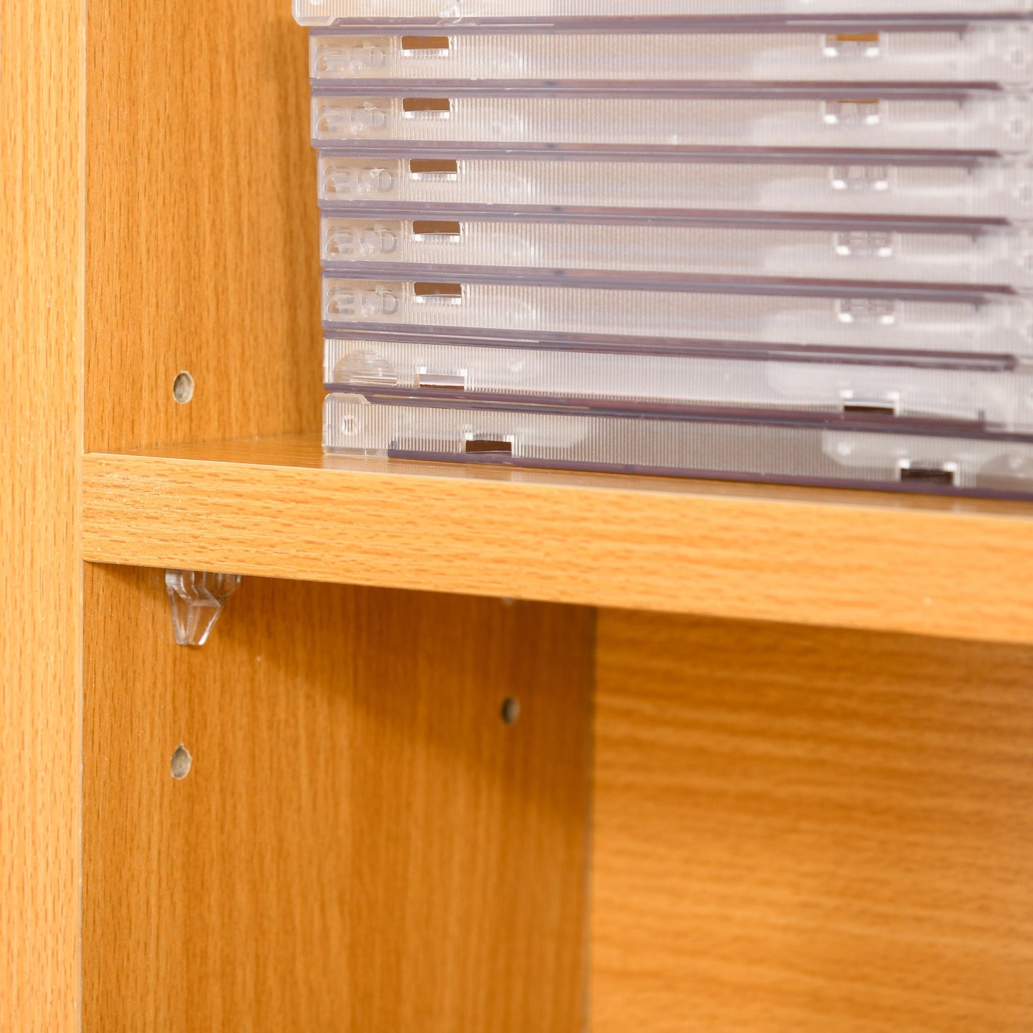 HOMCOM CD Storage Unit with Adjustable Shelves, 89 x 130.5 cm, Beech Wood Finish