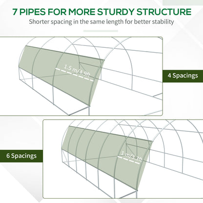 Outsunny دفيئة متعددة الأنفاق مقاس 6 × 3 × 2 م، خيمة للمشي في خيمة Pollytunnel بإطار فولاذي، وغطاء مقوى، وباب بسحاب و8 نوافذ للحديقة باللون الأبيض