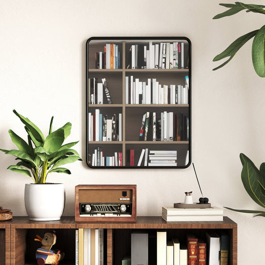 HOMCOM Rectangular Wall Mirror with HD Glass - Black