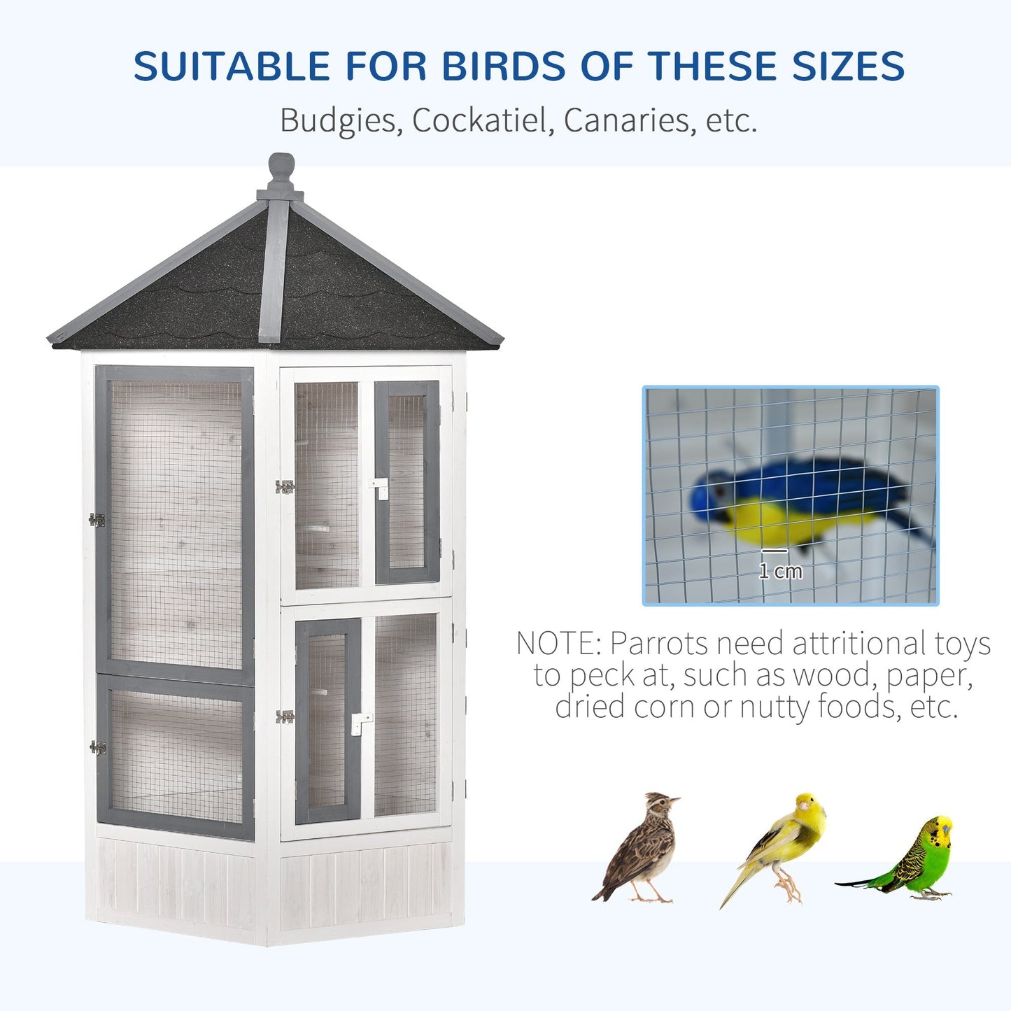 PawHut Bird Aviary House Cage for Budgie Canary Cockatiel Indoor Outdoor 125x125x183cm