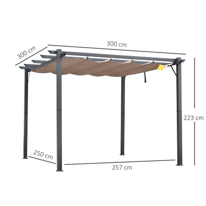 Outsunny 3 x 3(m) aluminiowa pergola markiza altana zewnętrzna osłona przeciwsłoneczna namiot imprezowy grill, brązowy