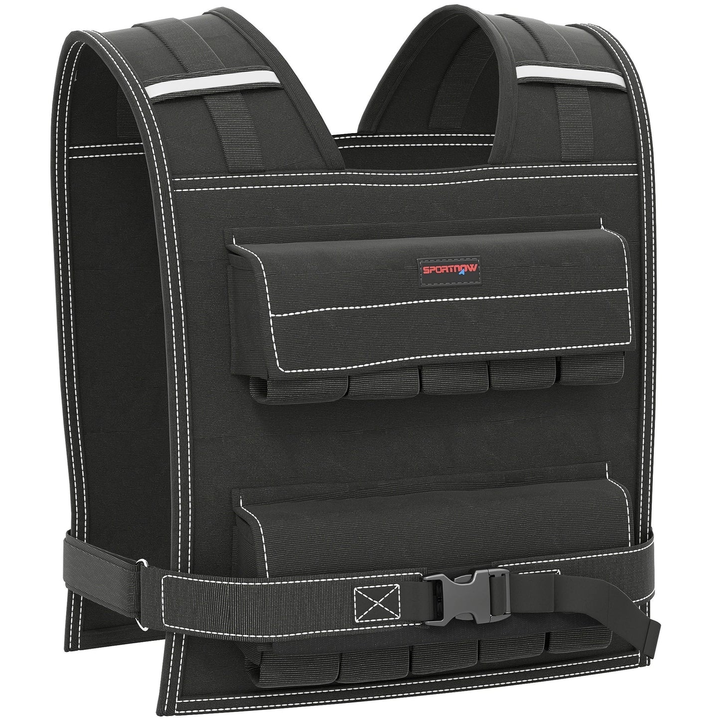 SPORTNOW 20KG Adjustable Weighted Vest, Running Weight Vest, with 30 Metal Weights, Reflective Strips, for Running, Exercise