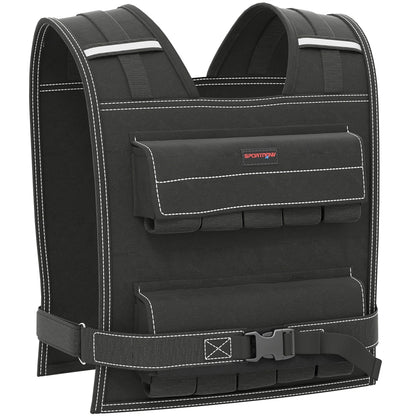 SPORTNOW 20KG Adjustable Weighted Vest, Running Weight Vest, with 30 Metal Weights, Reflective Strips, for Running, Exercise