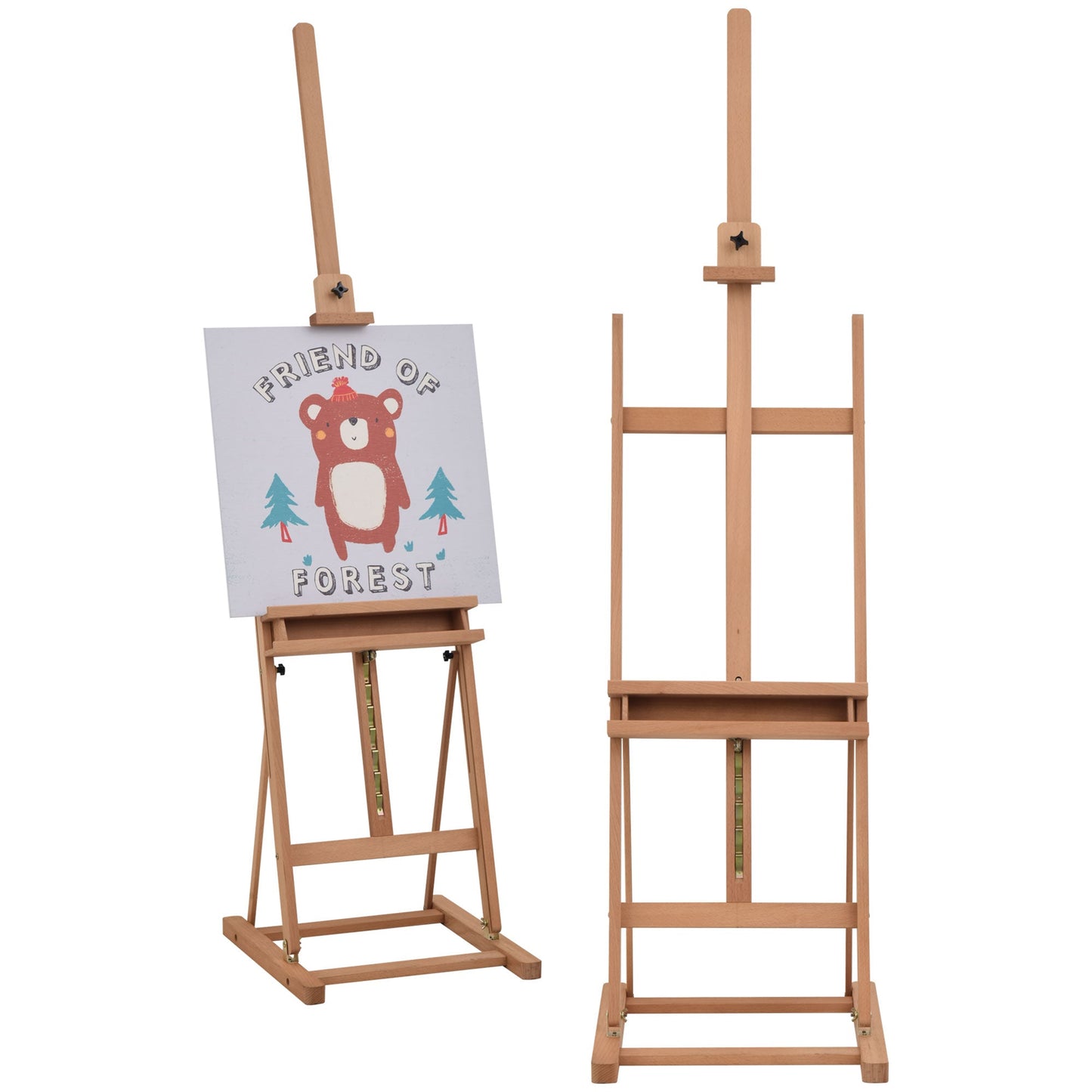 Vinsetto Wooden Easel Stand H-Frame Artist Easel with 171-230cm Adjustable Height and 0-80¡ Working Angles Beech Wood Art Easel for Displaying Painting Wedding Sign Nature Wood Finish