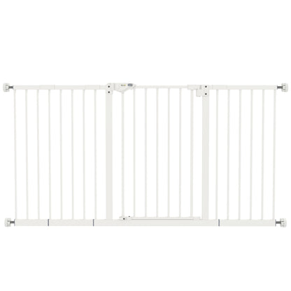 PawHut Adjustable Safety Gate w/ Three Extensions, Four Adjustable Screws, White