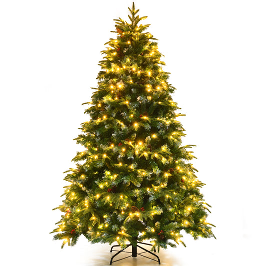 7ft Hinged Life-Like Christmas Tree with 450 LED Lights Pre-Lit Artificial Xmas Tree