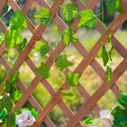 Outsunny Garden Wooden Pine Trough Planter with Topped Trellis Climbing Plants Flower Raised Bed