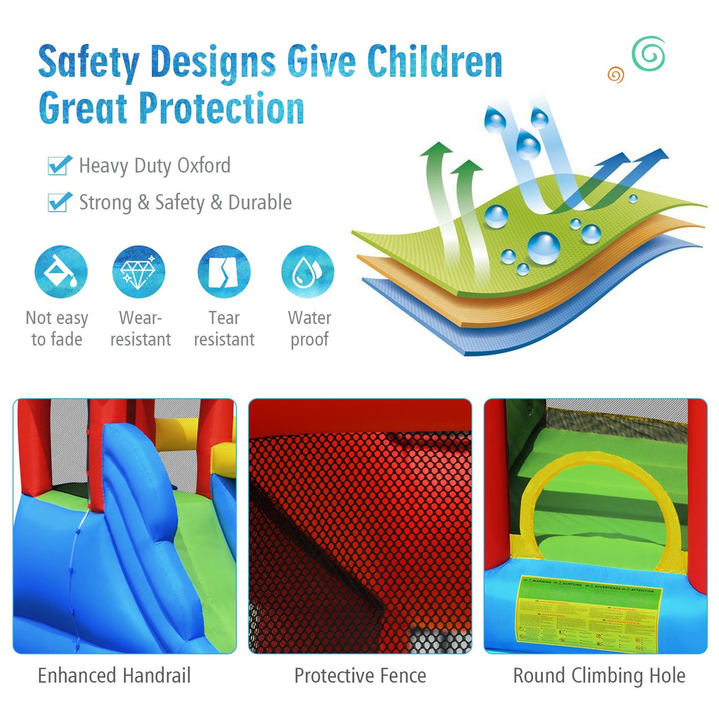 7-in-1 Inflatable Water Slide Bounce House without Blower