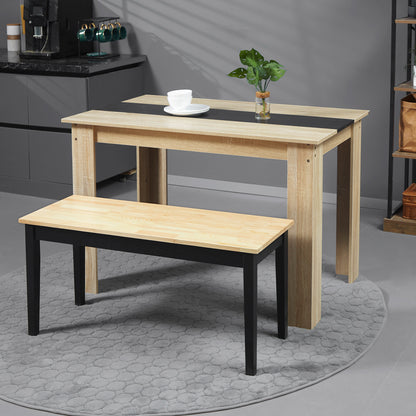 HOMCOM 102 cm Drewniana Ławka Jadalna dla 2 Osób, Drewniana Ławka Do Kuchni, Jadalni, Przedpokoju, Czarna