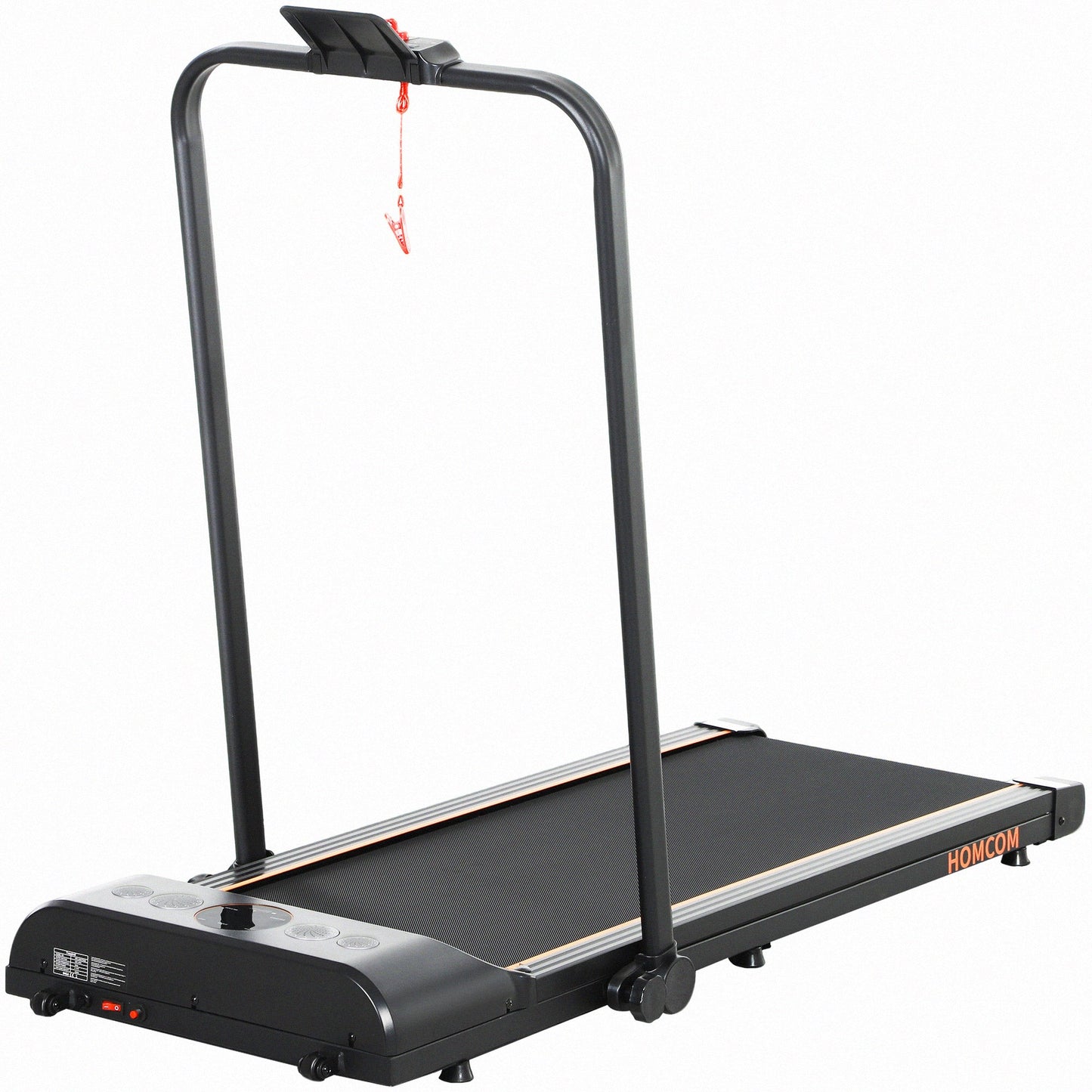 HOMCOM Foldable Walking Treadmill, with LED Display and Wheels, for Home, Office, Fitness Studio, Orange