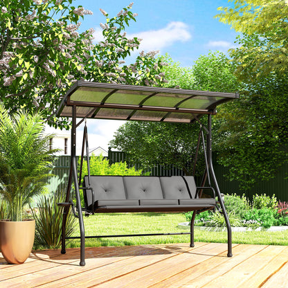 Outsunny Convertible Three-Seater Swing Bench Bed - Black