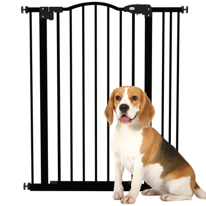 PawHut Metal Pet Safety Gate Dog Gate Folding Fence 74-87cm, Black