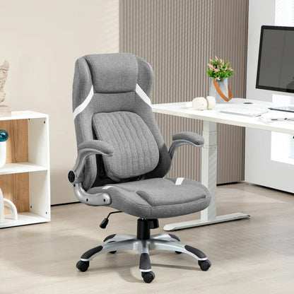 Vinsetto Linen-Look Office Chair, with Adjustable Height and Tension - Grey