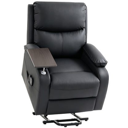 HOMCOM Riser Recliner Chair with Massage and Heat, Electric Lift Recliner Armchair for Elderly, with Side Table, Black