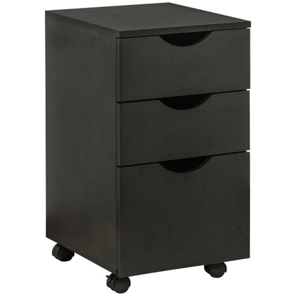 3-Drawer File Cabinet Under Desk Office Storage Cabinet A4/Letter/Binders Movable W/ Slide Wheels Black Oak Color