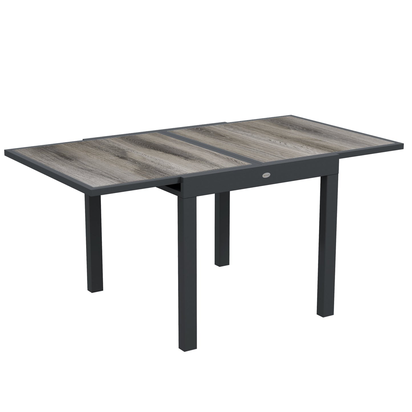 Outsunny Rozkładany Stół Ogrodowy, Stół Jadalny Na Zewnątrz Dla 6 Osób, Aluminiowa Rama Prostokątny Stół Patio Z Plastikowym Blatem, 80/160L x 80W x 75H cm, Szary