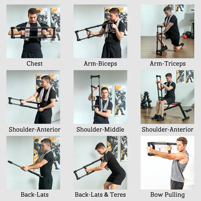 SPORTNOW Chest Expander, with 10-50kg Adjustable Resistance, for Home Gym, Office, Travel Workout