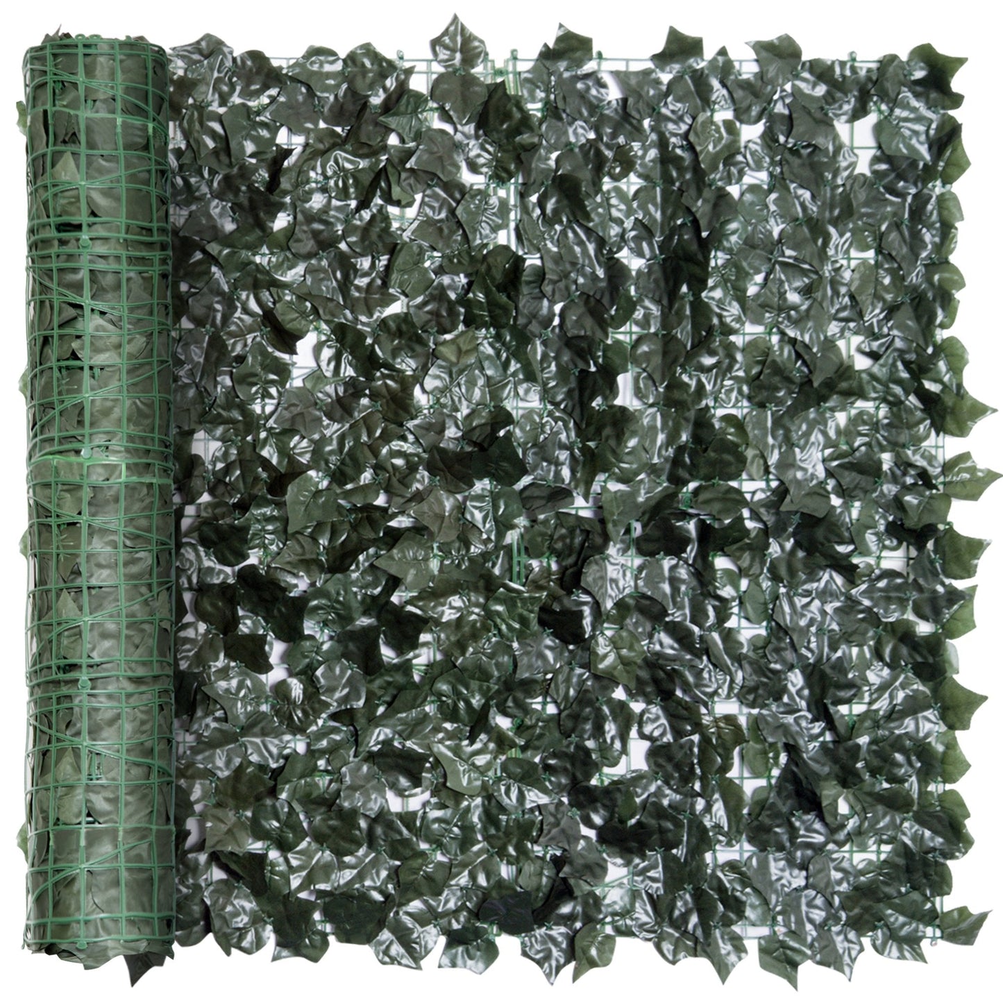 Outsunny 1-Piece Artificial Leaf Hedge Screen Privacy Fence Panel for Garden Outdoor Indoor Decor, Dark Green, 2.4M x 1M