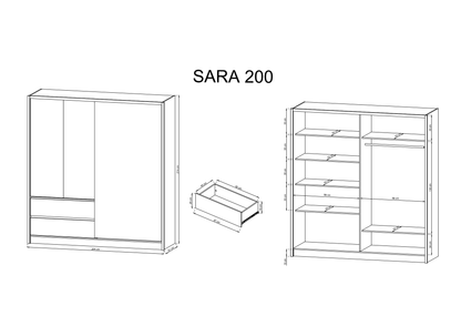 خزانة ملابس سارة بباب منزلق 204 سم