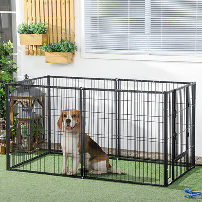 PawHut 82.5-150 x 81cm Heavy Duty Pet Playpen, 6 Panel Exercise Pen for Dogs, with Adjustable Length, for Indoors and Outdoors, Small and Medium Dogs