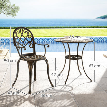 Elegancki, trzyczęściowy zestaw ogrodowy Outsunny z aluminium w odcieniu brązu