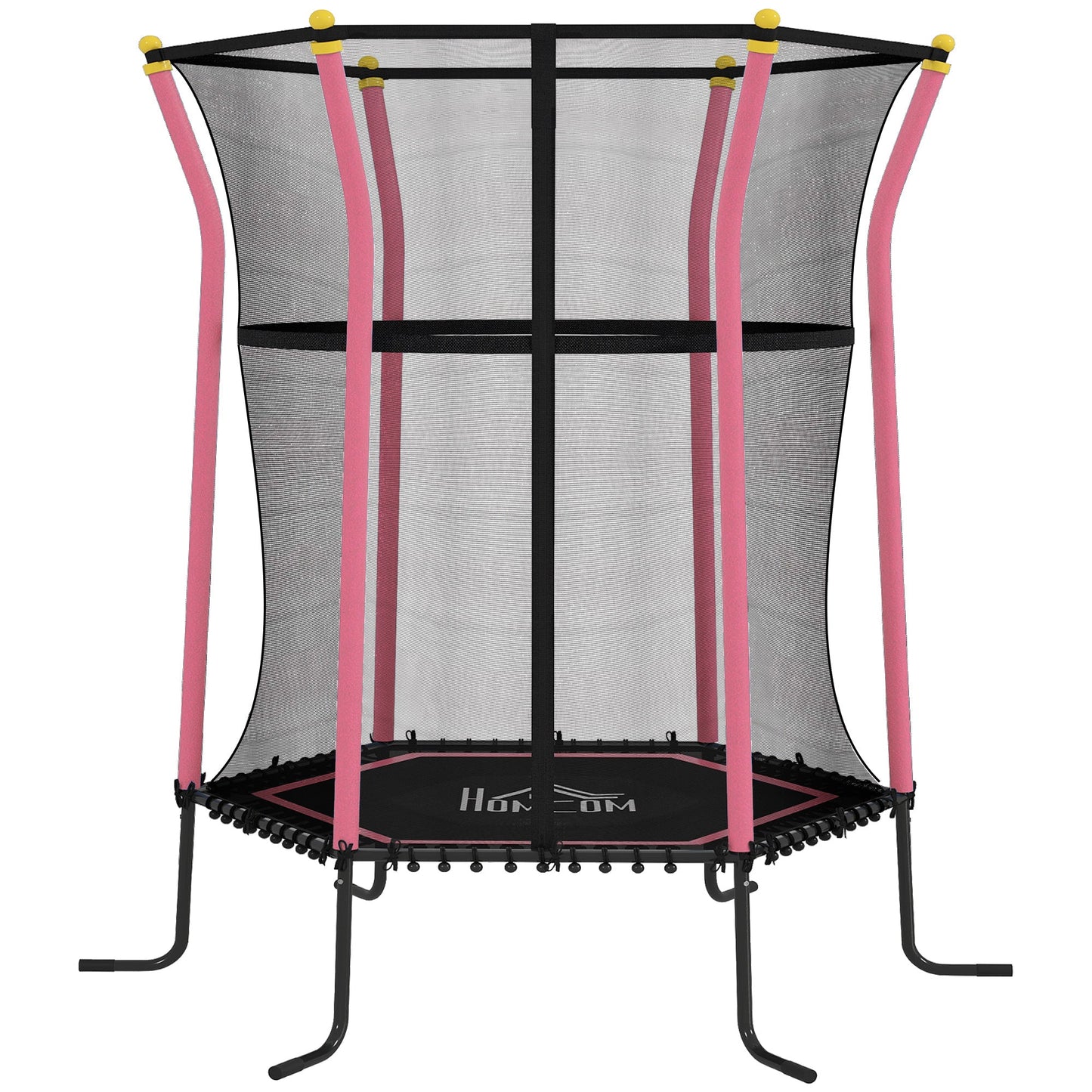 HOMCOM Dziecięca trampolina Mini Bouncer z siatką zabezpieczającą dla dzieci w wieku od 3 do 10 lat - różowa