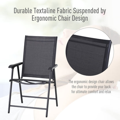 Outsunny Set of Six Folding Garden Chairs - Black