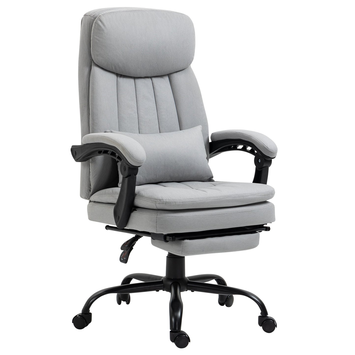 Vinsetto Office Chair, Ergonomic Desk Chair with 6-Point Vibration Massage and Lumbar Heating, Computer Chair with Lumbar Support Pillow, 155¡ Reclining Back and Footrest, Grey