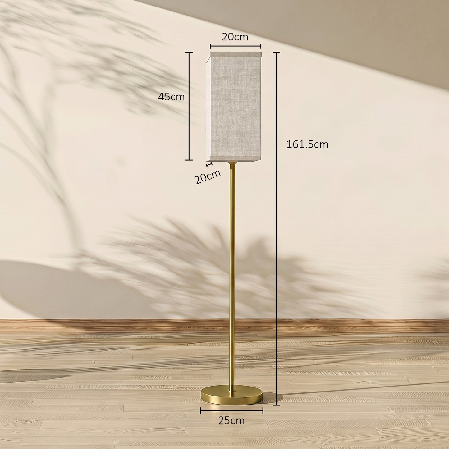 HOMCOM Floor Lamp, Modern Standing Lamp with Linen Shade and Foot Switch, Tall Lamps for Bedroom, Bulb not Included, Gold Tone