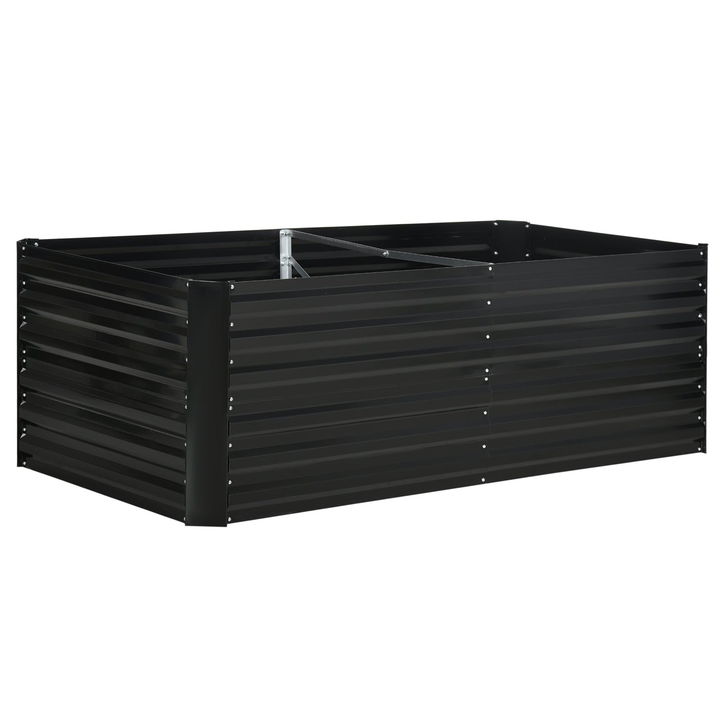 Outsunny Raised Beds for Garden, Galvanised Steel Outdoor Planters with Multi-reinforced Rods, 180 x 90 x 59 cm, Black