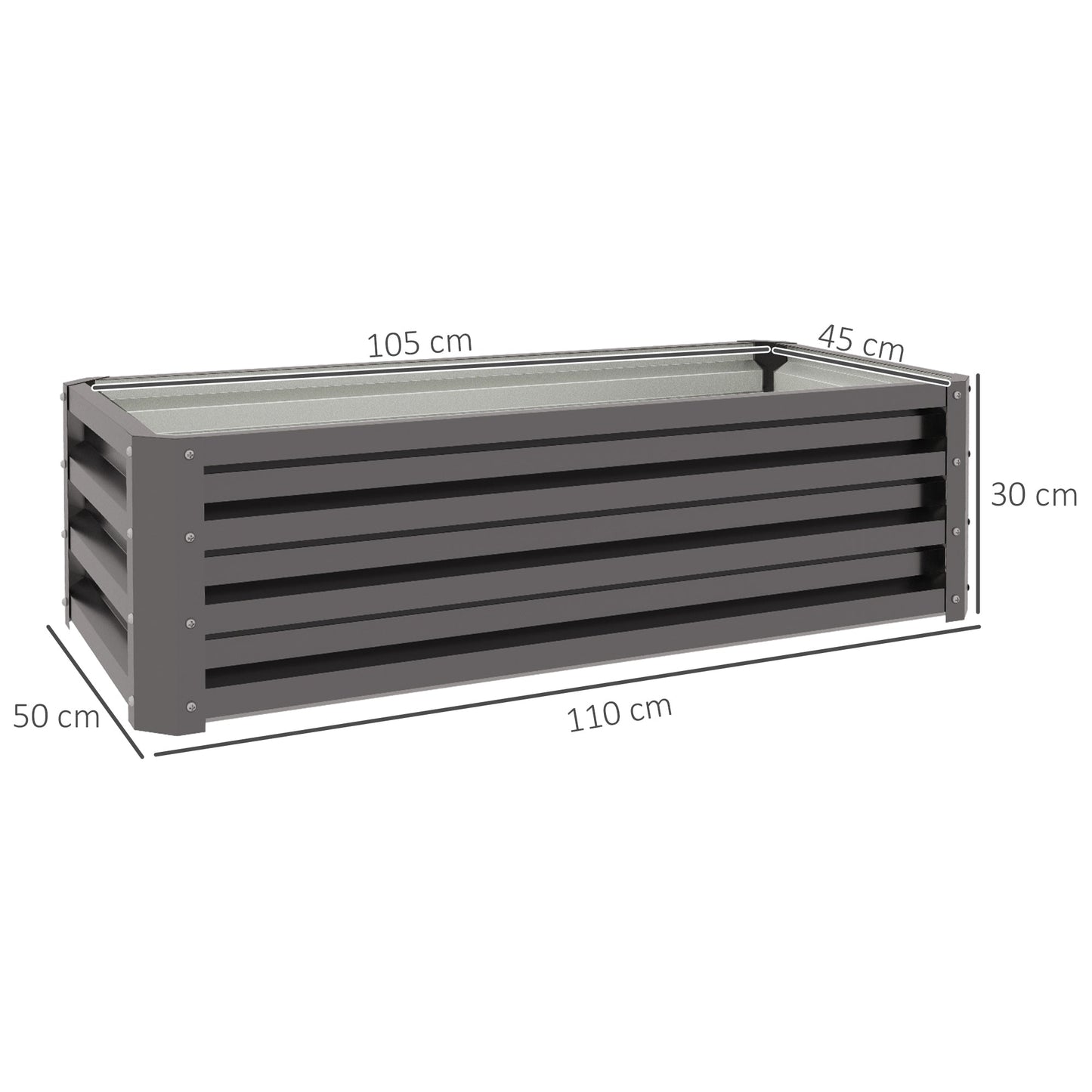 Outsunny Set of Two 110 x 50cm Steel Planter Boxes - Dark Grey