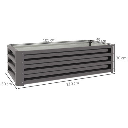 Outsunny Set of Two 110 x 50cm Steel Planter Boxes - Dark Grey