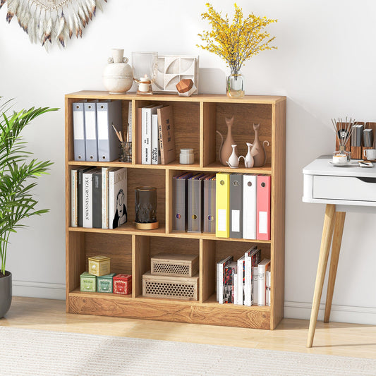 8-Cube Bookshelf with 2 Anti-Tipping Kits and Display Shelf for Home-Natural