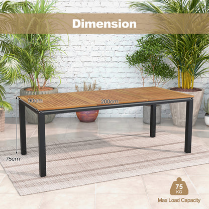 8-Person Outdoor Dining Table with Umbrella Hole for Garden Poolside