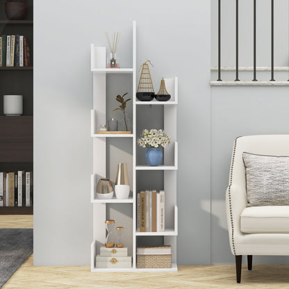 8-Tiers Floor Standing Tree Shaped Bookshelf-White