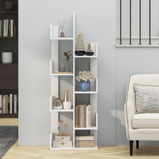 8-Tiers Floor Standing Tree Shaped Bookshelf-White