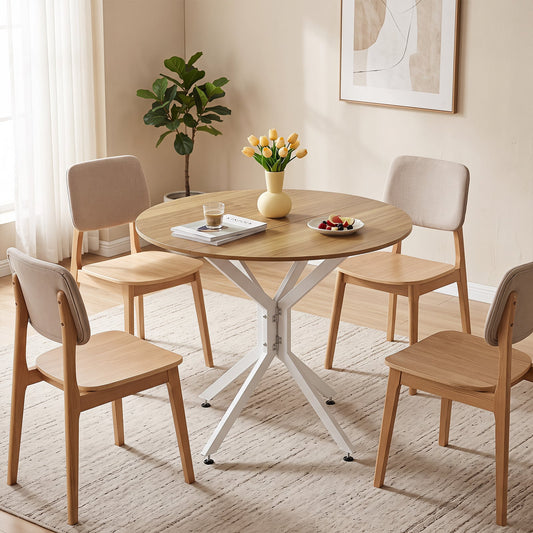 80 CM Round Dining Table for 2-4 People Drop Leaf Expandable Kitchen Table-White