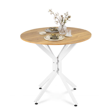 80 CM Round Dining Table for 2-4 People Drop Leaf Expandable Kitchen Table-White