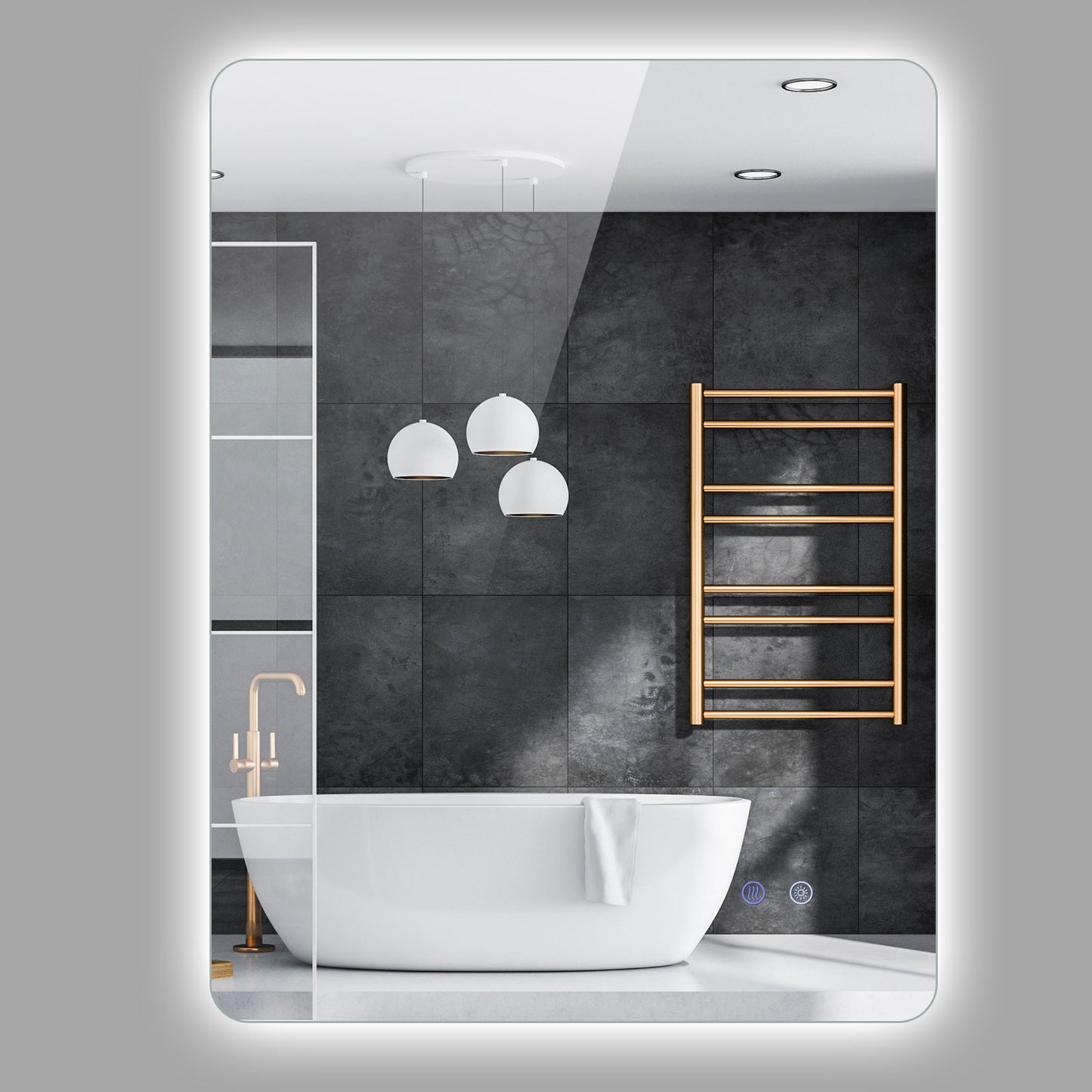 80 cm x 60 cm Rectangle LED Lighted Mirror Wall Mounted Mirror