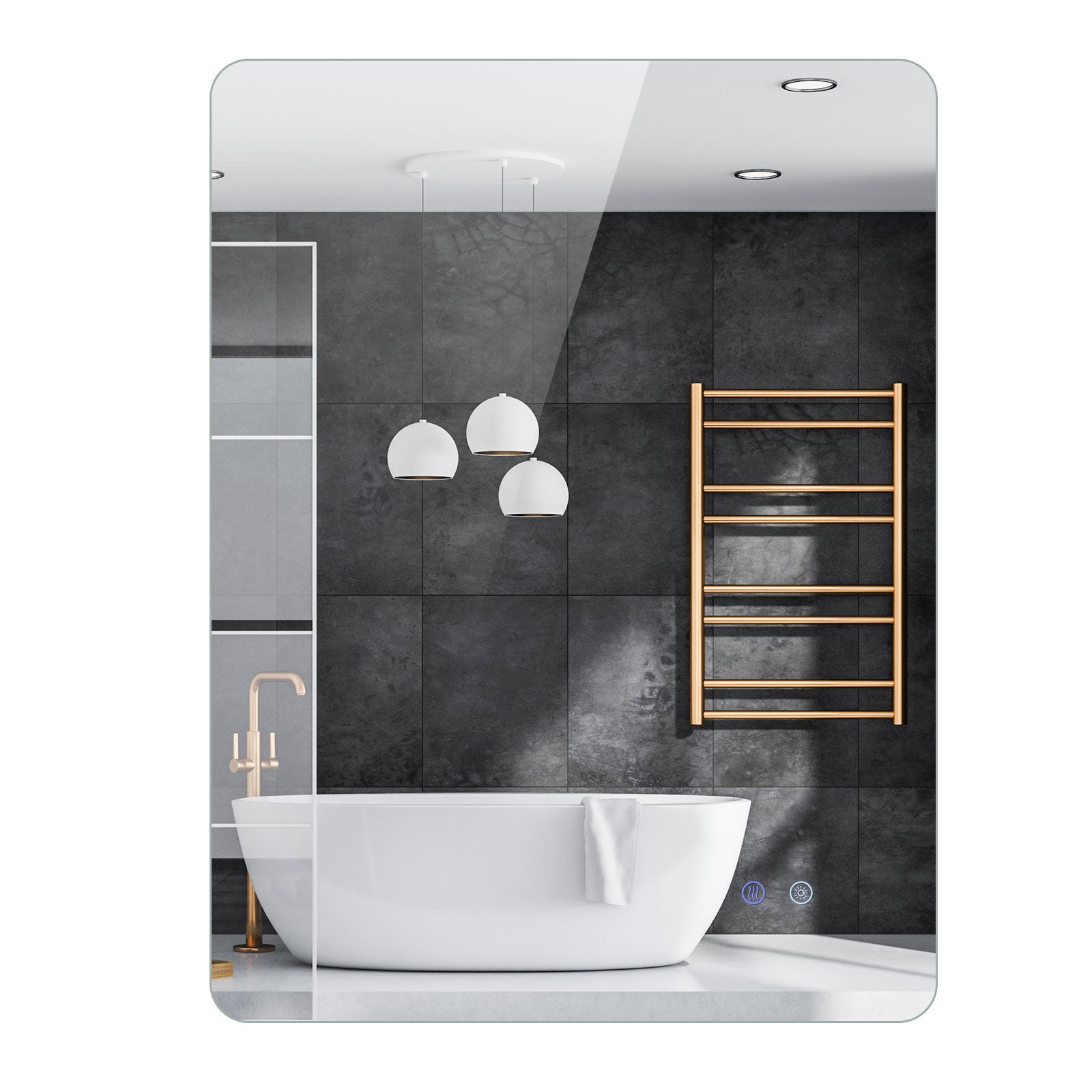 80 cm x 60 cm Rectangle LED Lighted Mirror Wall Mounted Mirror