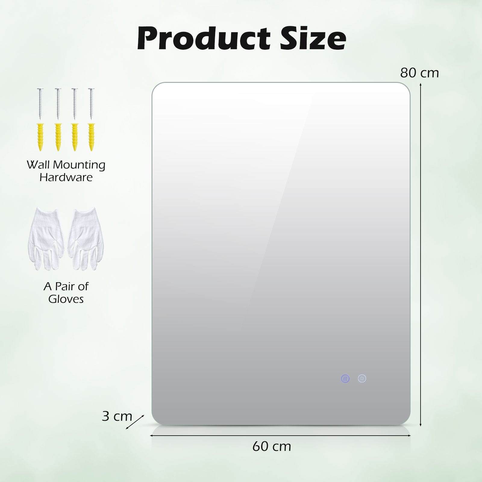 80 cm x 60 cm Rectangle LED Lighted Mirror Wall Mounted Mirror