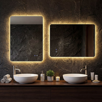 80 cm x 60 cm Rectangle LED Lighted Mirror Wall Mounted Mirror